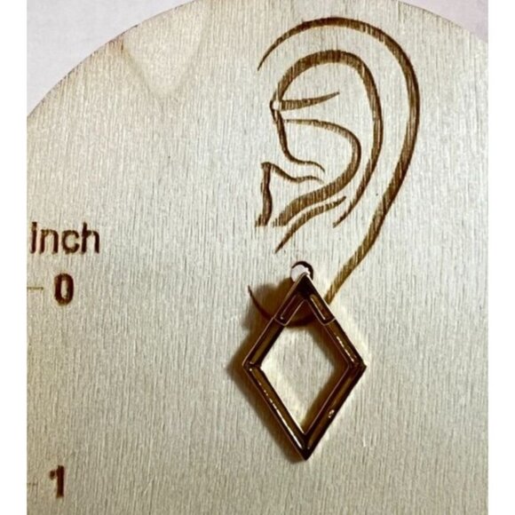 Geometric Gold Tone Dangle Earrings Set With Stud and Triangle Boho - Picture 2 of 6